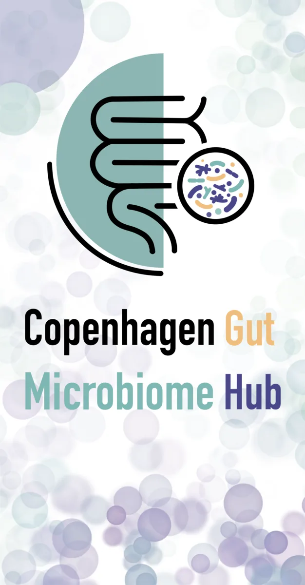 Copenhagen Gut Microbiome Hub logo with DNA and microbe motifs